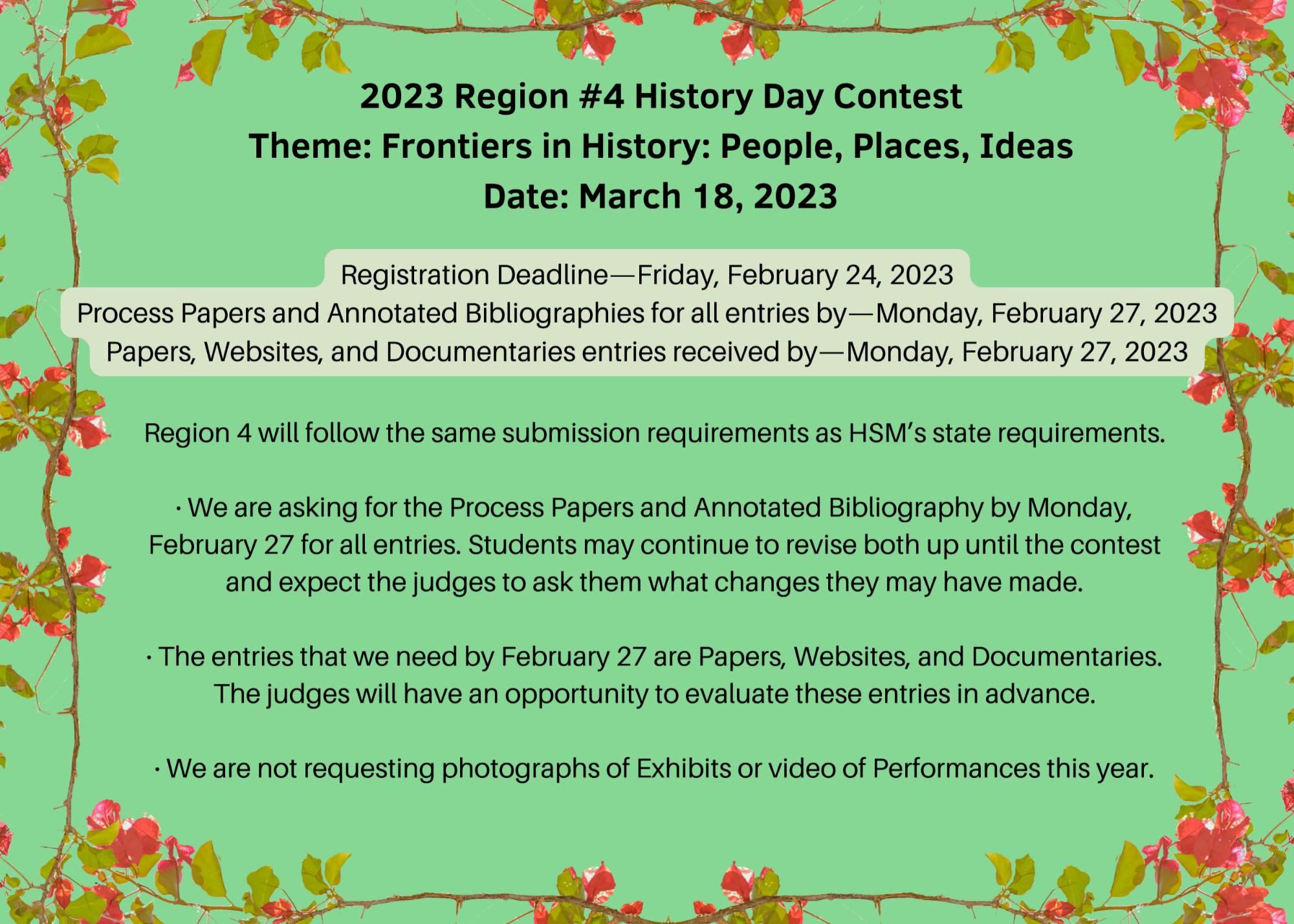 rules and guidelines for 2023 history day